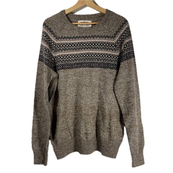 Urban Pipeline Men's Wool Blend Geometric Nordic Knit Sweater Brown Size L - Picture 1 of 6